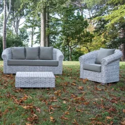 Salotto Outdoor in Fibra Naturale di Kubù con Cuscini – Isildur