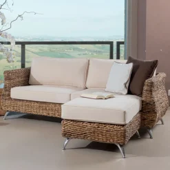 Salotto Outdoor in Intreccio di Banano con Cuscini – Legolas