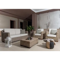 Salotto Outdoor in Kubù Grigio con Cuscini Inclusi – Cerys