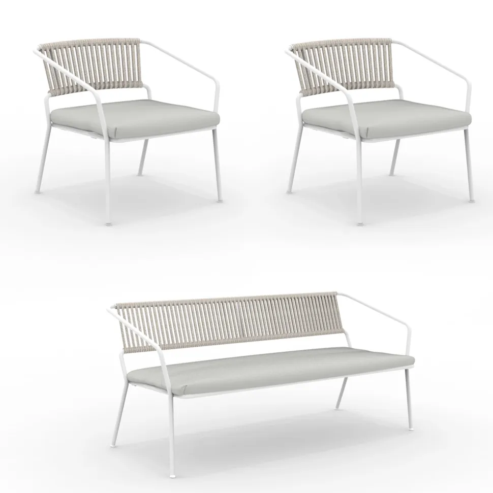 Salotto per il Giardino con Poltrone e Divano in Metallo Made in Italy - Prato