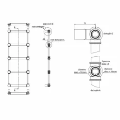 Scaldasalviette Componibile Idraulico Tubo d'Ottone Oro a 311 W - Caesar