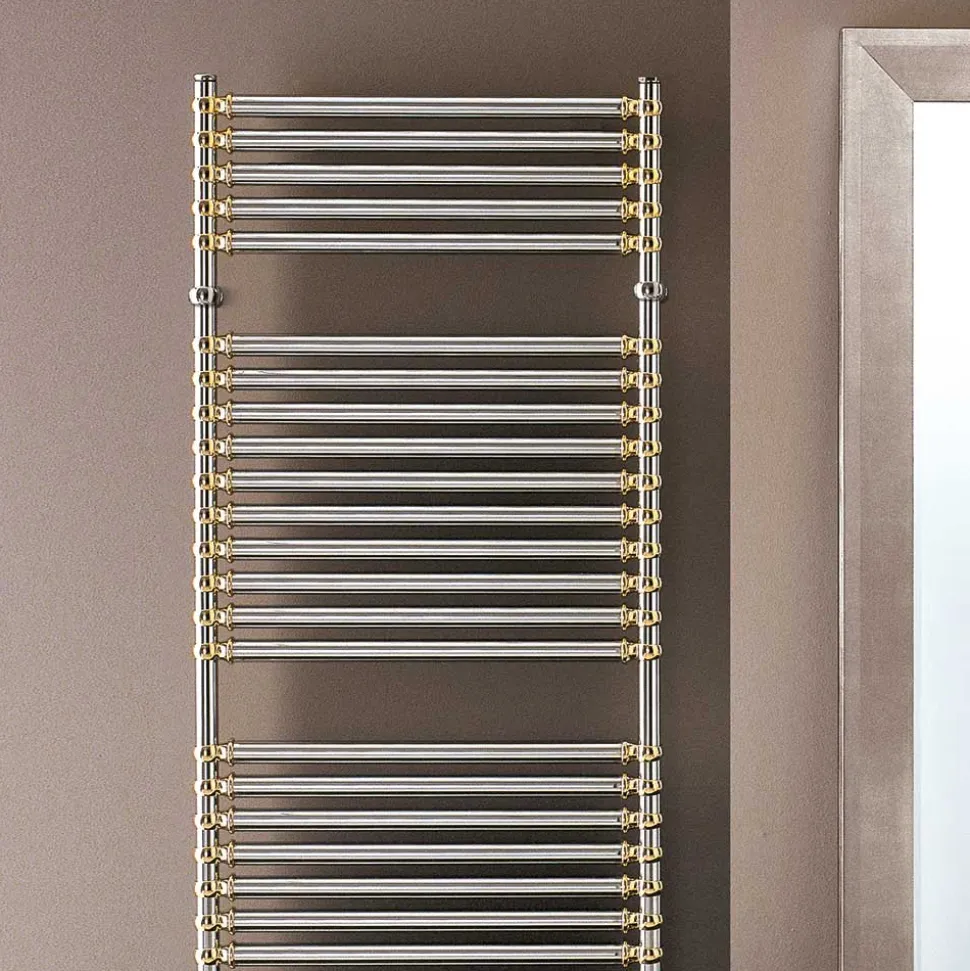 Scaldasalviette Elettrico in Acciaio Finitura Cromo e Oro Made in Italy - Laura