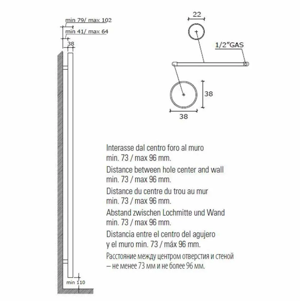 Scaldasalviette in Acciaio Inox Design a Parete da Bagno fino a 483 W - Italo