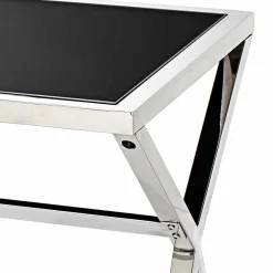 Scrittoio di design in acciaio e vetro nero lucido L120xH75cm Millon