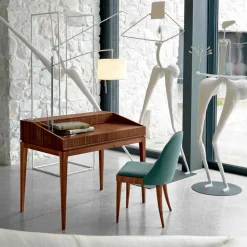 Scrittoio di design moderno in legno noce, l.105xp.65cm, Acario
