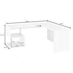 Scrivania Angolare Moderna Legno Bianco Lucido o Ardesia Design - Michel