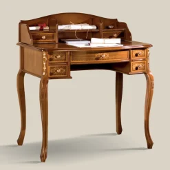 Scrivania 7 Cassetti Legno di Noce con Intarsi Made in Italy - Katerine