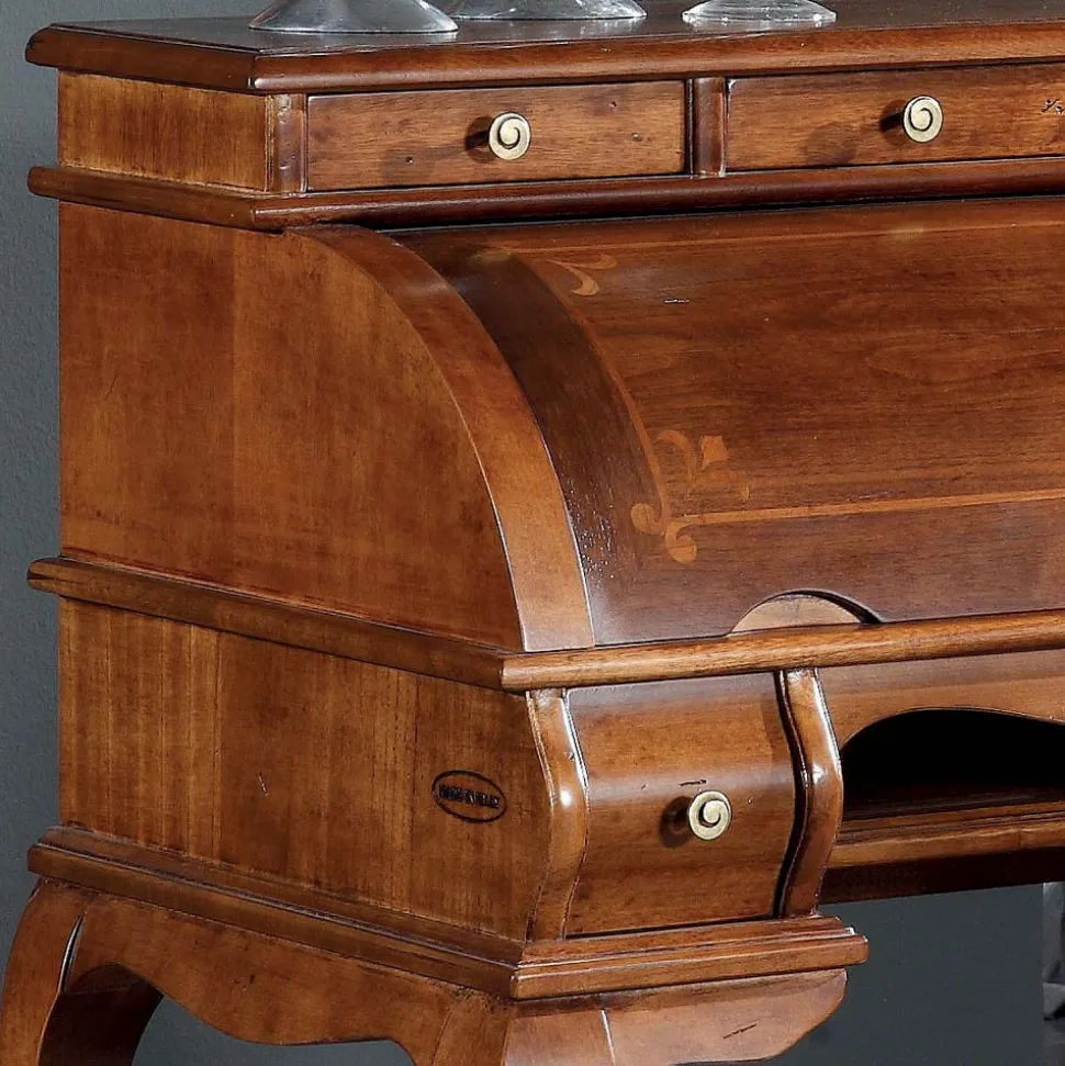 Scrivania Classica 5 Cassetti in Legno e Intarsi Made in Italy - Hastings