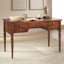 Scrivania con 5 Cassetti in Legno Massiccio Made in Italy - Fontus