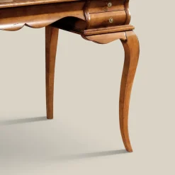 Scrivania con 5 Cassetti Legno di Noce e Ecopelle Made in Italy - Hastings