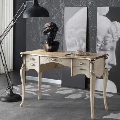 Scrivania da Salotto 5 Cassetti in Legno di Lusso Made in Italy - Caligola