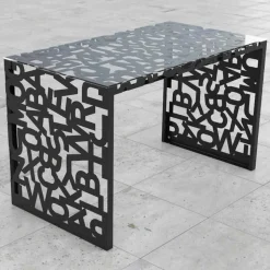 Scrivania moderna Kattedra “Tutte le Lettere” 120x65x75 Mabele, metallo e vetro