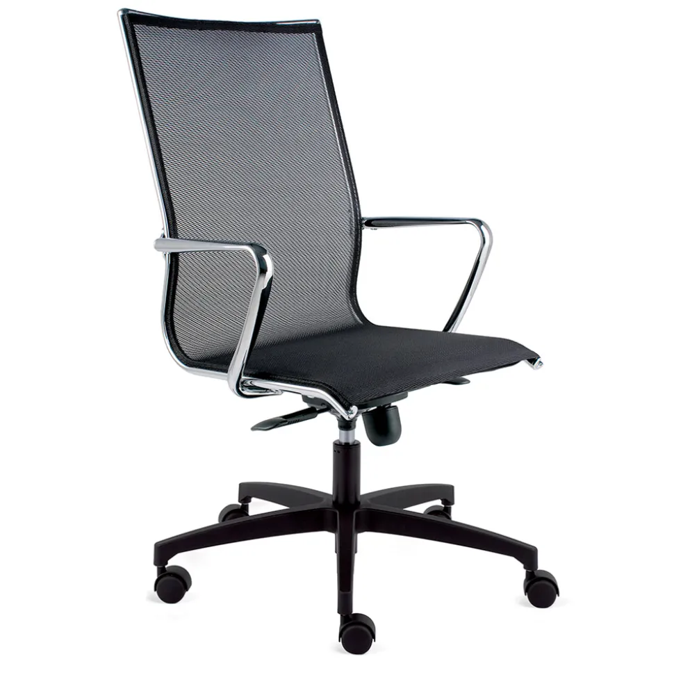 Sedia Alta da Ufficio Ergonomica Girevole con Rotelle e Braccioli - Filanna
