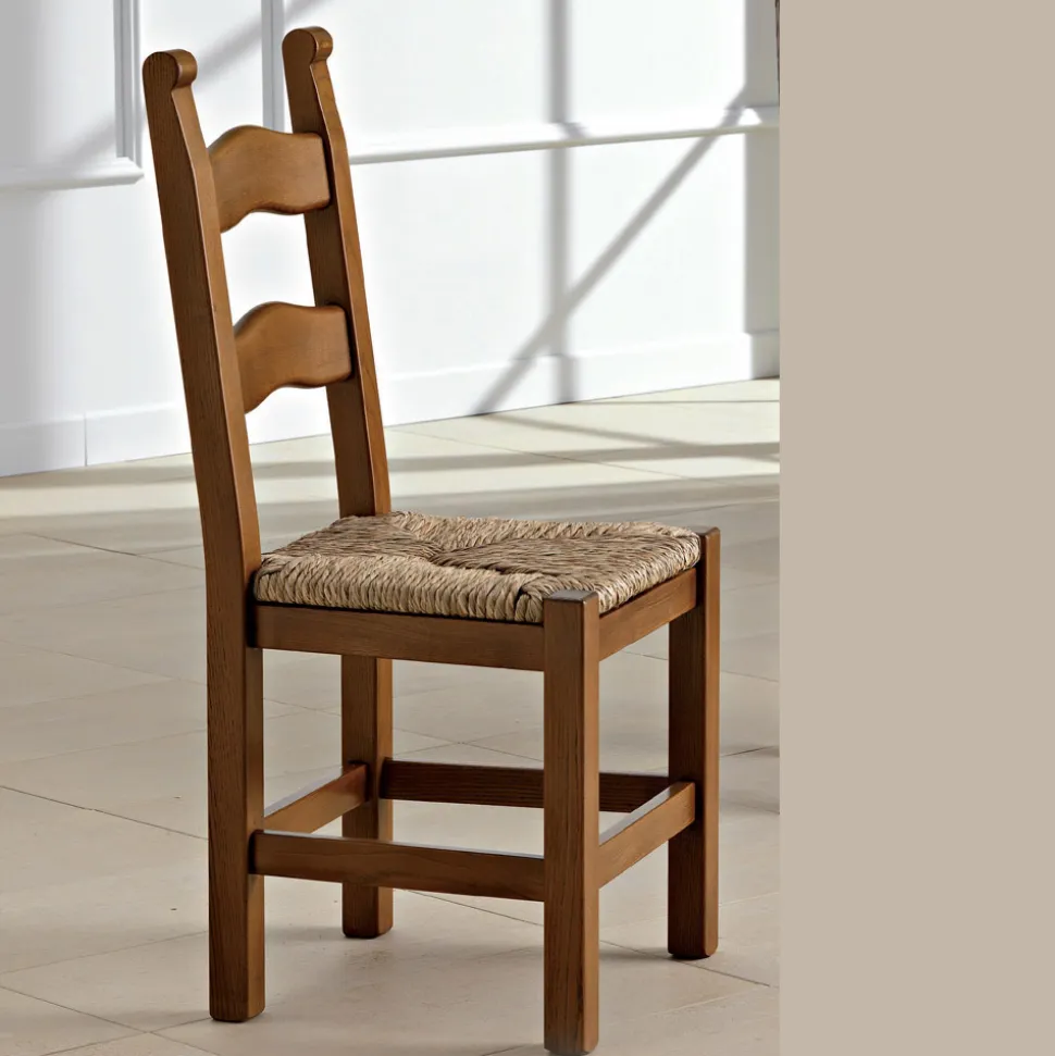 Sedia Classica da Cucina in Legno Seduta in Paglia Made in Italy - Lavinia