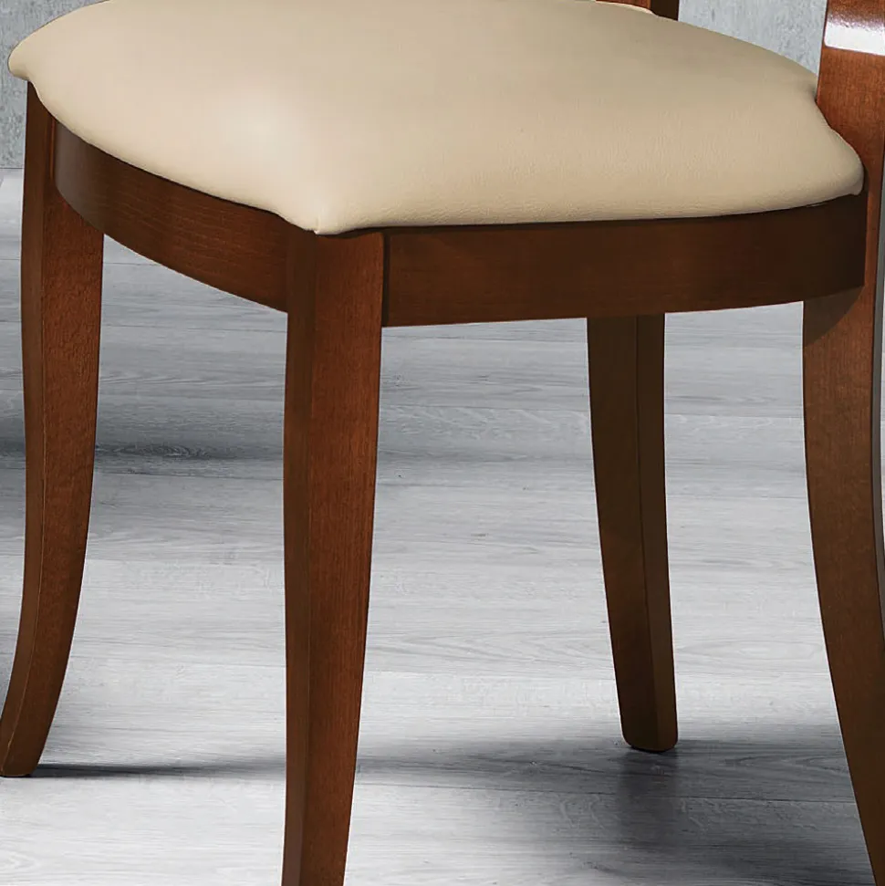 Sedia Classica in Legno di Faggio Schienale Decorato e Ecopelle - Milissa