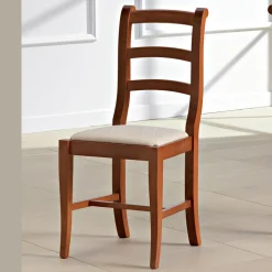 Sedia Classica in Legno e Seduta in Tessuto Design Made in Italy - Baptiste