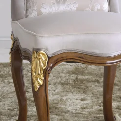 Sedia Classica in Legno Noce e Tessuto Imbottito Made in Italy - Baroque