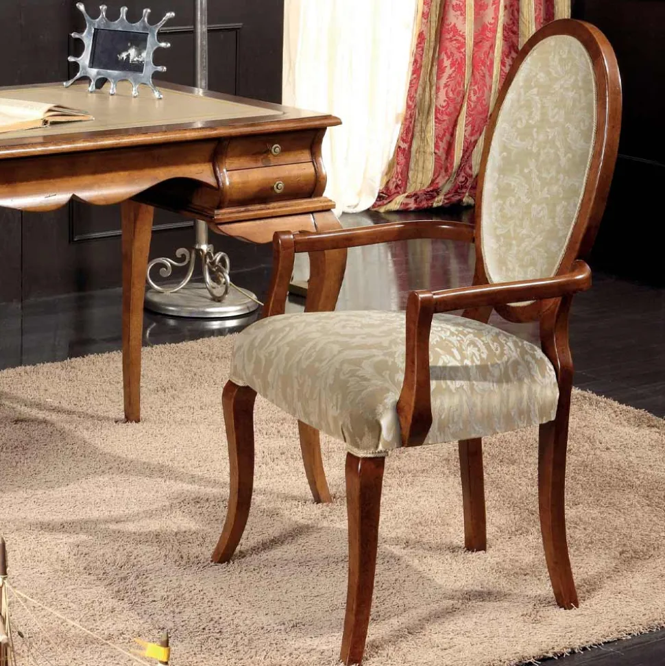 Sedia Classica Legno e Tessuto Con o Senza Braccioli Made in Italy - Ellie