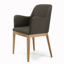 Sedia con Braccioli con Gambe in Legno e Seduta Imbottita Made in Italy - Bari