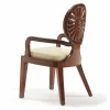 Sedia con braccioli imbottita in legno liscio Nicole, design di lusso