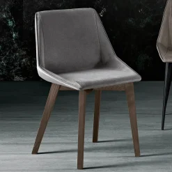 Sedia con Gambe in Legno e Seduta Monoscocca in Tessuto Made in Italy - Hinata