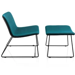 Sedia con Poggiapiedi in Tessuto Vulcano e Gambe in Metallo Made in Italy - Amane