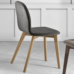 Sedia con Seduta in Monoscocca in Tessuto e Gambe in Legno Made in Italy - Nezoku