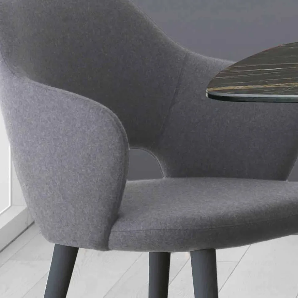 Sedia Cucina con Braccioli in Tessuto e Legno Realizzata in Italia - Marchesi