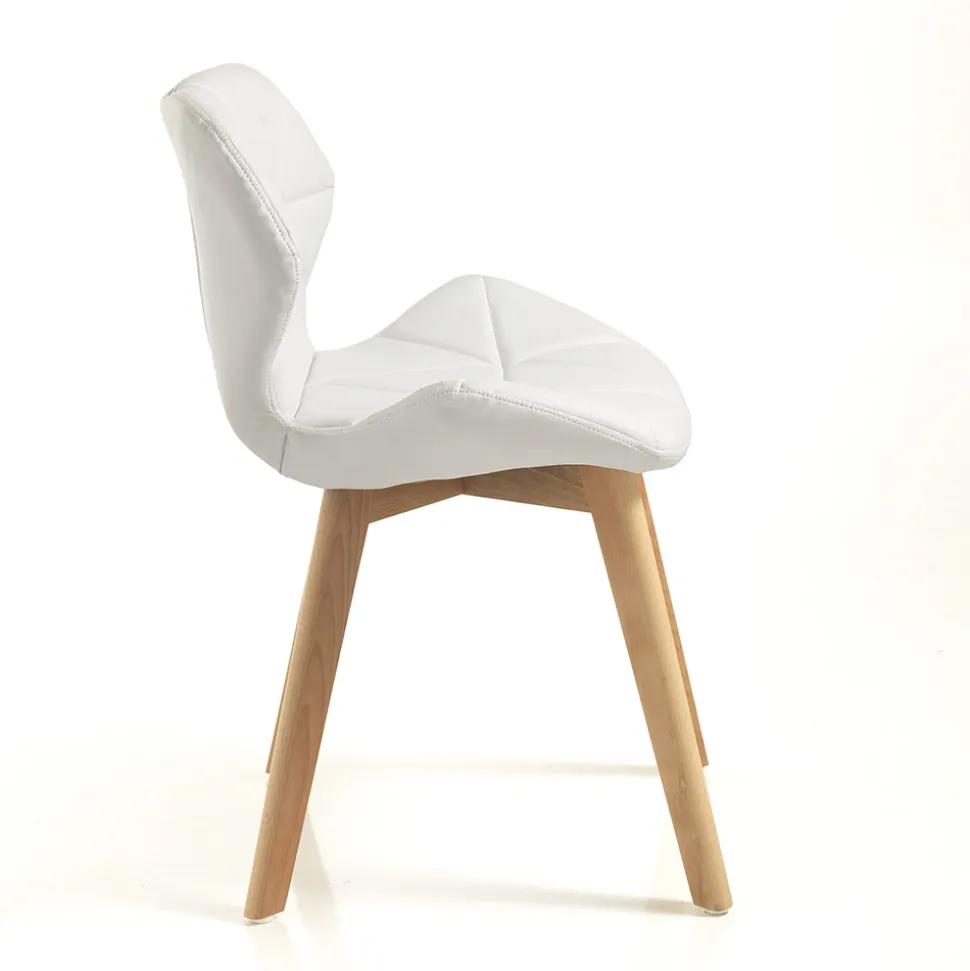 Sedia Cucina in Pelle Sintetica e Legno Massello 2 Pezzi - Fiorenzuola