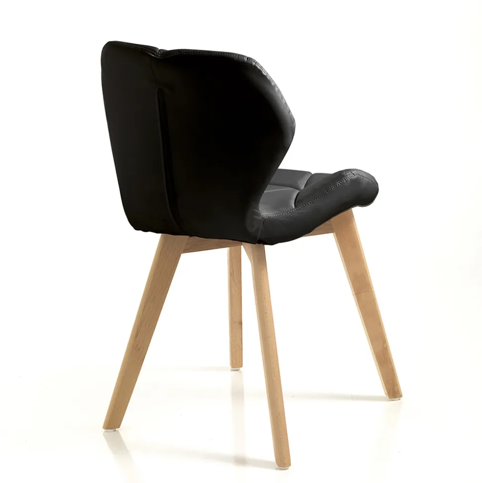 Sedia Cucina in Pelle Sintetica e Legno Massello 2 Pezzi - Fiorenzuola