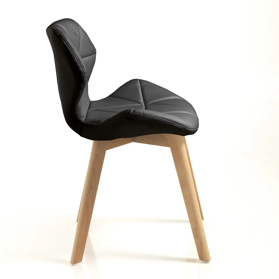 Sedia Cucina in Pelle Sintetica e Legno Massello 2 Pezzi - Fiorenzuola