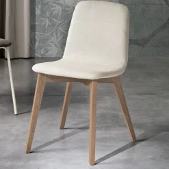 Sedia da cucina di design in legno e tessuto made in Italy, Egizia