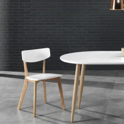 Sedia da Cucina in Legno Massello Bianco e Tinto Rovere 2 Pezzi - Tonino