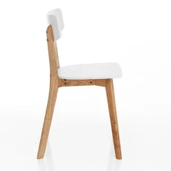 Sedia da Cucina in Legno Massello Bianco e Tinto Rovere 2 Pezzi - Tonino