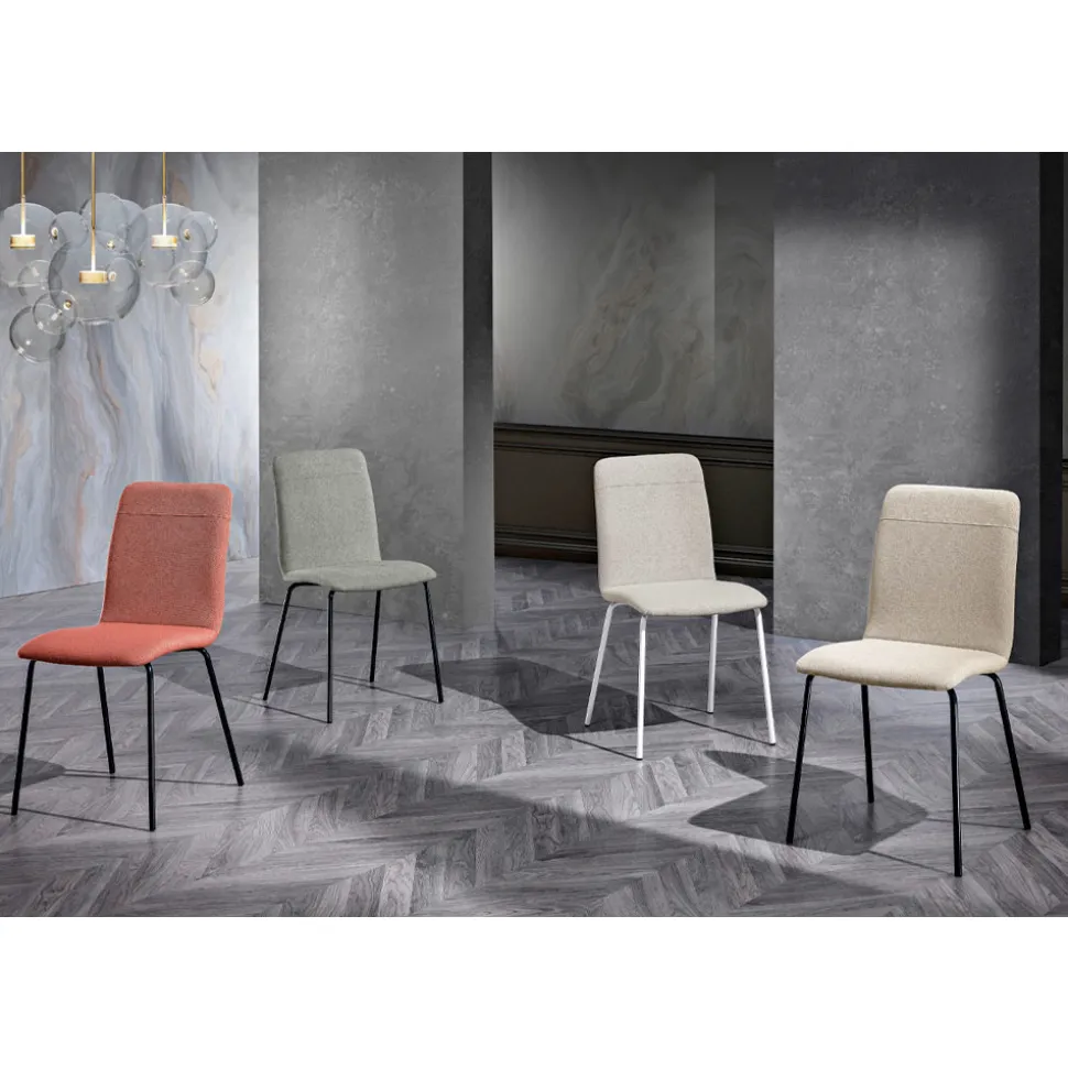 Sedia da Cucina in Tessuto Colorato e Metallo Design Moderno - Hermione