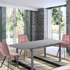 Sedia da Cucina in Tessuto con Gambe in Metallo Nero 4 Pezzi - Celeste