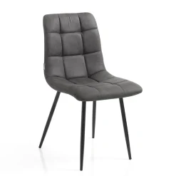 Sedia da Cucina in Tessuto con Gambe in Metallo Nero 4 Pezzi - Celeste