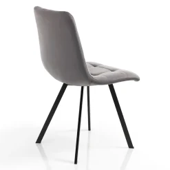 Sedia da Cucina in Tessuto con Gambe in Metallo Nero 4 Pezzi - Celeste