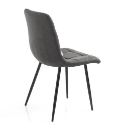 Sedia da Cucina in Tessuto con Gambe in Metallo Nero 4 Pezzi - Celeste
