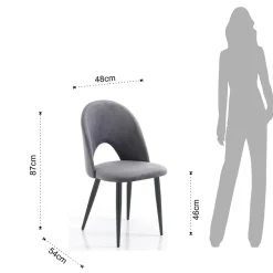 Sedia da Cucina in Tessuto Effetto Velluto e Metallo 4 Pezzi - Renetta