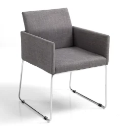 Sedia da Cucina in Tessuto Grigio con Base in Metallo 2 Pezzi - Persiana