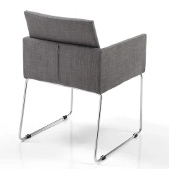 Sedia da Cucina in Tessuto Grigio con Base in Metallo 2 Pezzi - Persiana