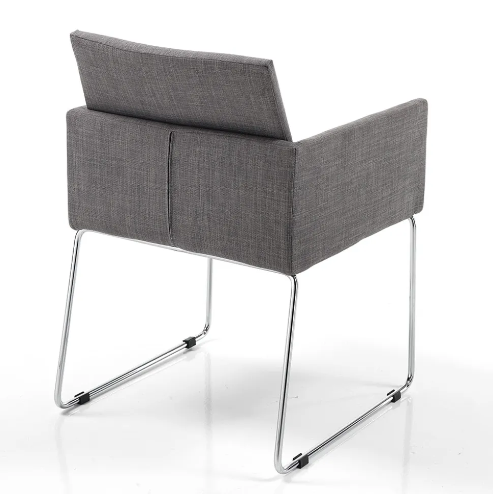 Sedia da Cucina in Tessuto Grigio con Base in Metallo 2 Pezzi - Persiana