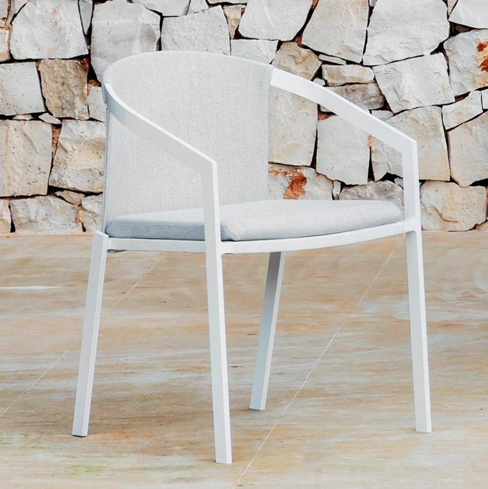 Sedia da Esterno in Alluminio con o Senza Cuscino, Alta Qualità, 4 pz - Filomena
