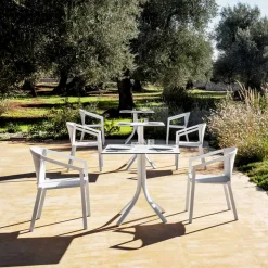 Sedia da Esterno in Alluminio con o Senza Cuscino, Alta Qualità, 4 pz - Filomena