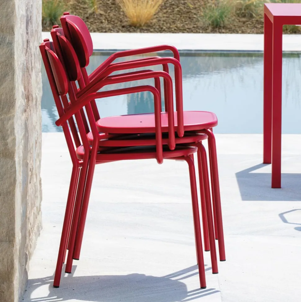 Sedia da Esterno in Metallo con Braccioli Made in Italy 4 Pezzi - Pixie