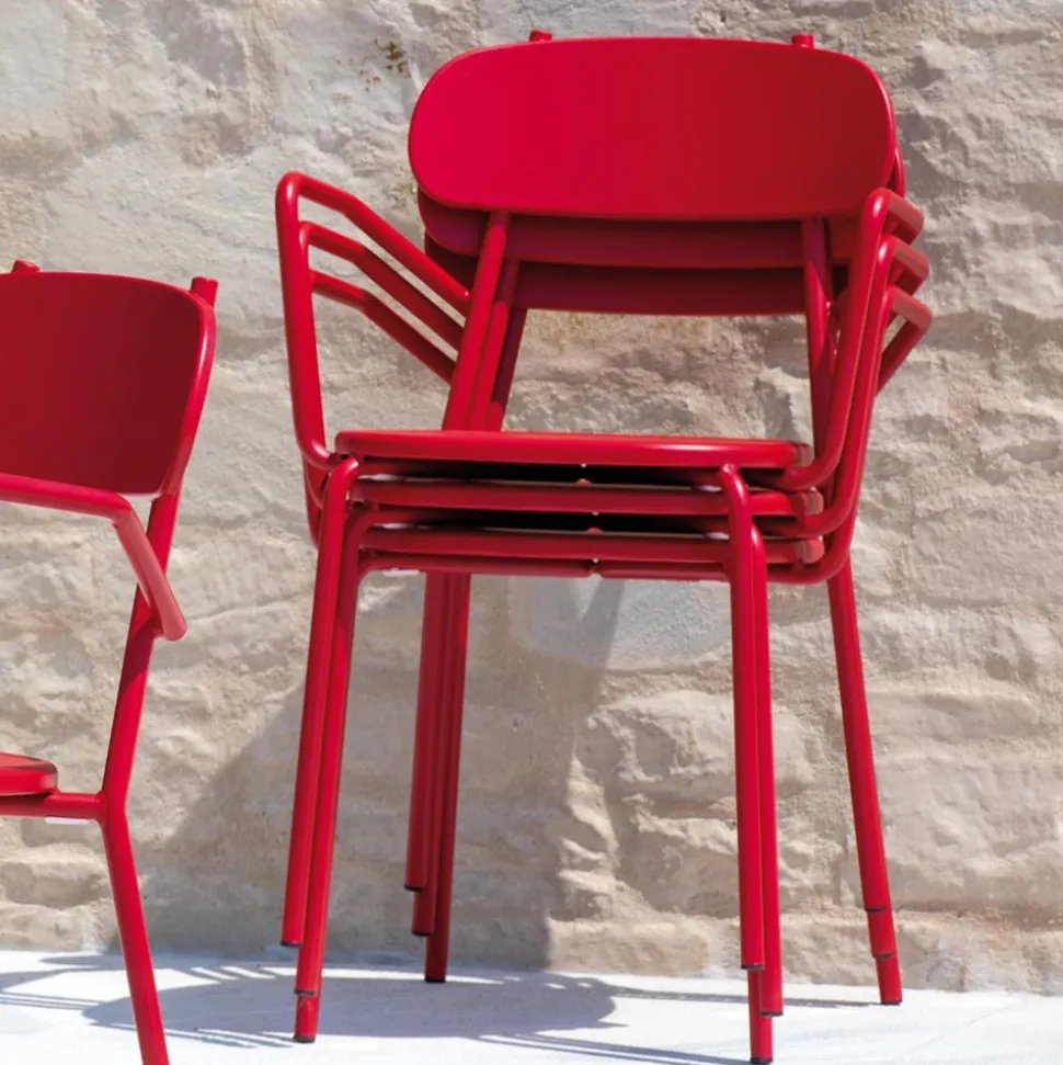 Sedia da Esterno in Metallo con Braccioli Made in Italy 4 Pezzi - Pixie