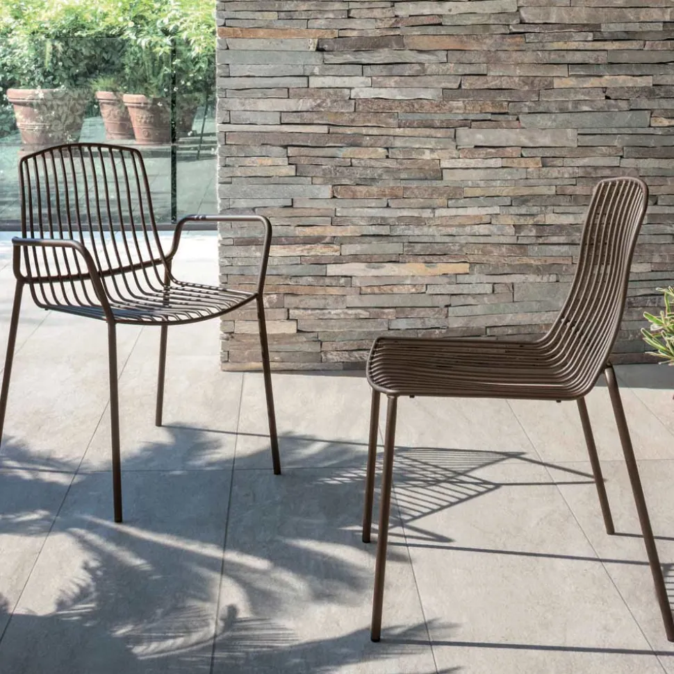 Sedia da Giardino Impilabile in Metallo Made in Italy 2 Pezzi - Giuliana