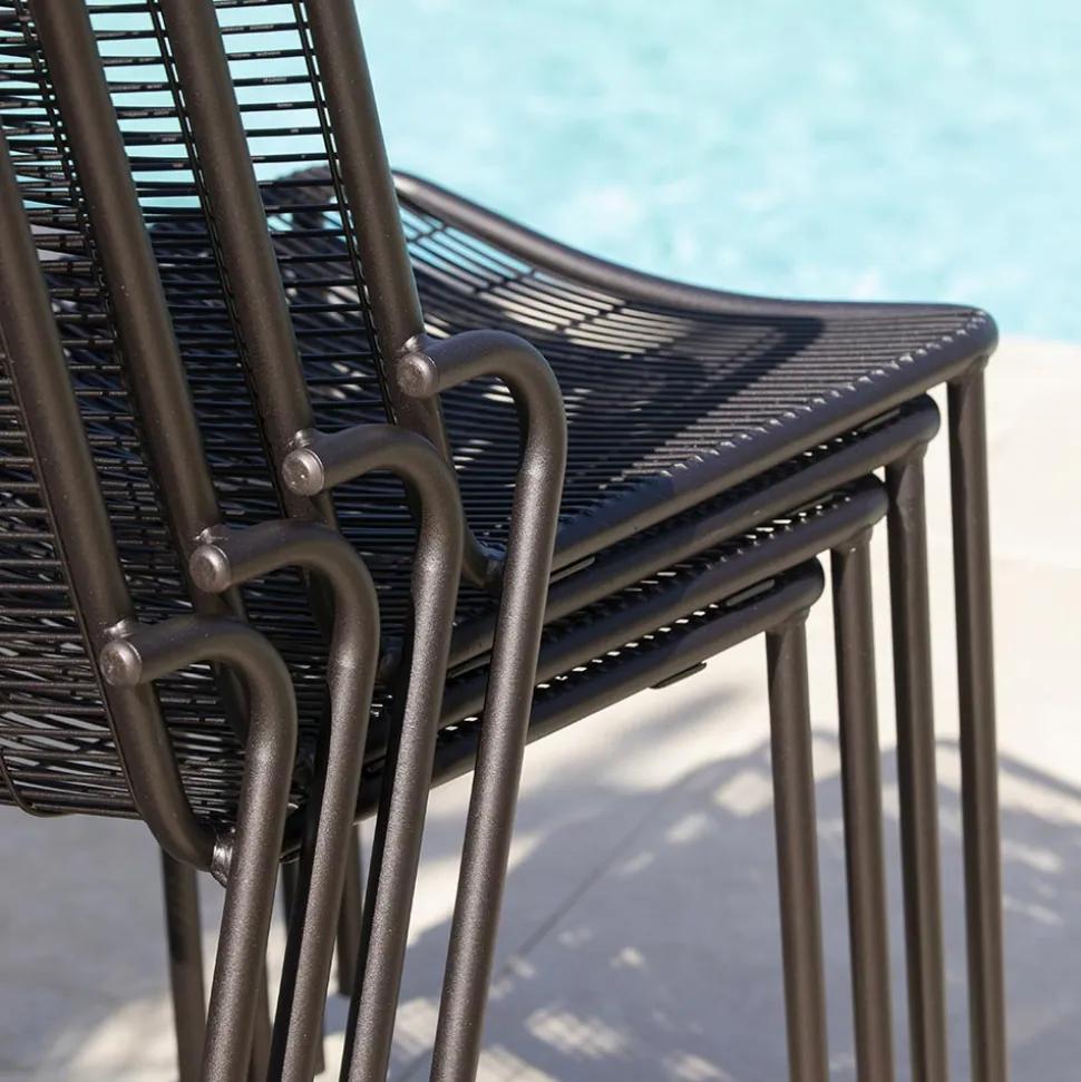 Sedia da Giardino Impilabile in Metallo Zincato Made in Italy 4 Pezzi - Vikas