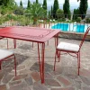 Sedia da Giardino in Ferro Rosso con Cuscino Made in Italy, 2 Pezzi - Agata